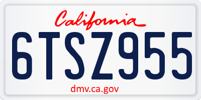 CA license plate 6TSZ955