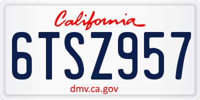 CA license plate 6TSZ957