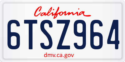 CA license plate 6TSZ964