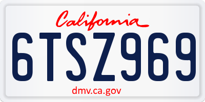 CA license plate 6TSZ969