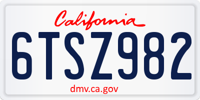 CA license plate 6TSZ982