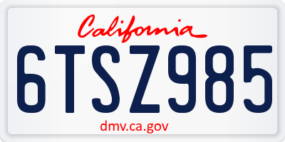 CA license plate 6TSZ985