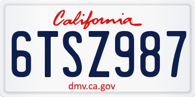 CA license plate 6TSZ987