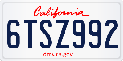 CA license plate 6TSZ992