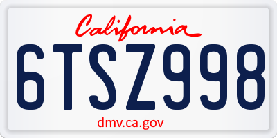 CA license plate 6TSZ998