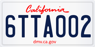 CA license plate 6TTA002