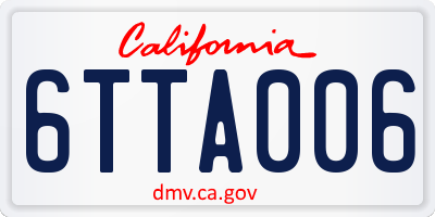 CA license plate 6TTA006