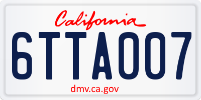 CA license plate 6TTA007