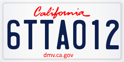 CA license plate 6TTA012
