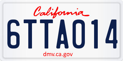CA license plate 6TTA014