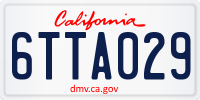 CA license plate 6TTA029