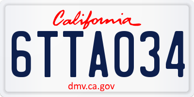 CA license plate 6TTA034