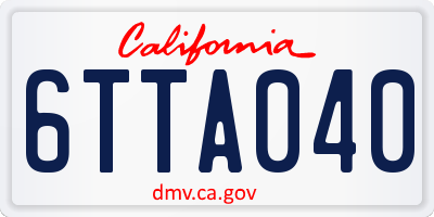 CA license plate 6TTA040