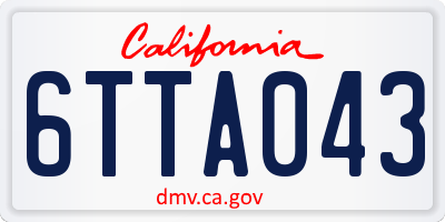 CA license plate 6TTA043