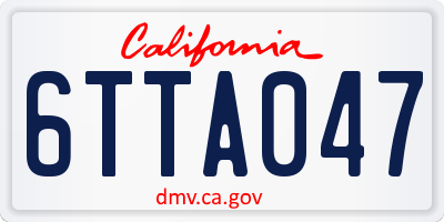 CA license plate 6TTA047