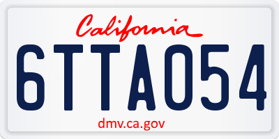 CA license plate 6TTA054
