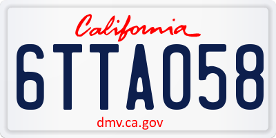 CA license plate 6TTA058