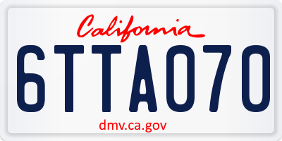 CA license plate 6TTA070