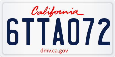 CA license plate 6TTA072