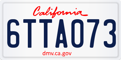 CA license plate 6TTA073