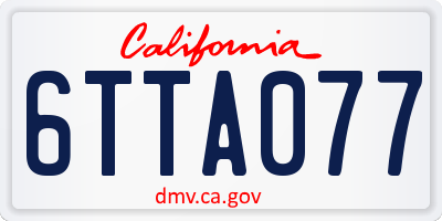 CA license plate 6TTA077