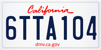 CA license plate 6TTA104