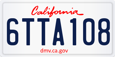 CA license plate 6TTA108
