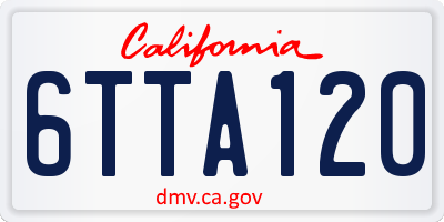 CA license plate 6TTA120