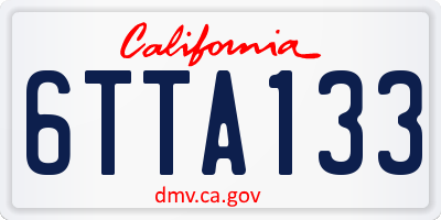 CA license plate 6TTA133