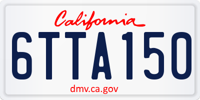 CA license plate 6TTA150