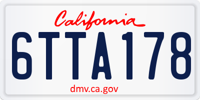CA license plate 6TTA178