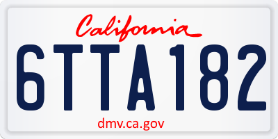 CA license plate 6TTA182