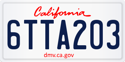 CA license plate 6TTA203