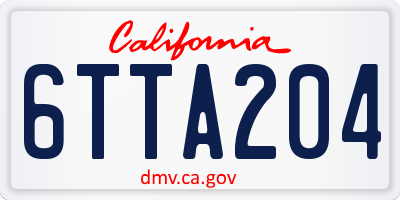 CA license plate 6TTA204