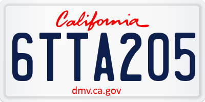 CA license plate 6TTA205