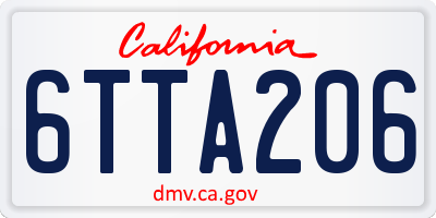 CA license plate 6TTA206