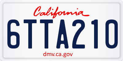 CA license plate 6TTA210