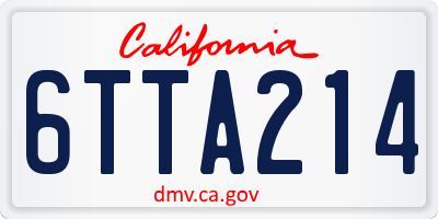 CA license plate 6TTA214