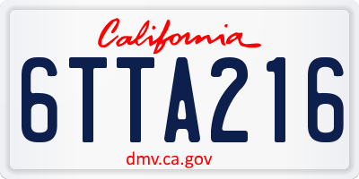 CA license plate 6TTA216