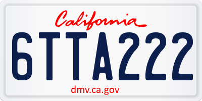 CA license plate 6TTA222