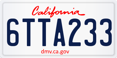 CA license plate 6TTA233