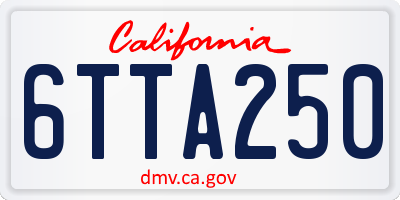 CA license plate 6TTA250