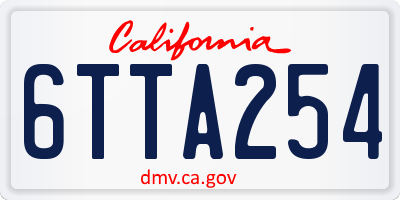 CA license plate 6TTA254
