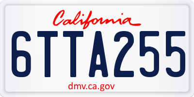 CA license plate 6TTA255