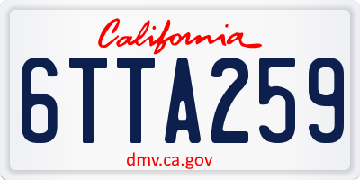 CA license plate 6TTA259