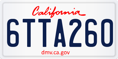 CA license plate 6TTA260