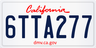 CA license plate 6TTA277