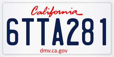 CA license plate 6TTA281