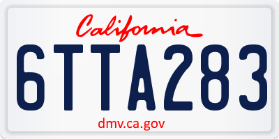CA license plate 6TTA283