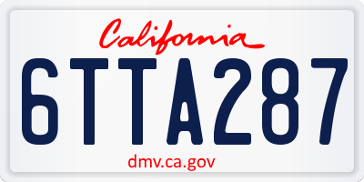 CA license plate 6TTA287